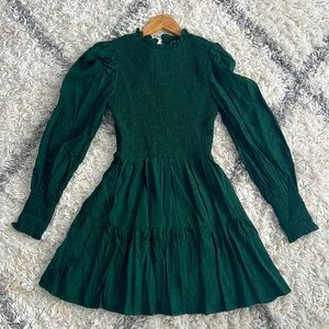 Emerald green smocked mini dress. NWT.